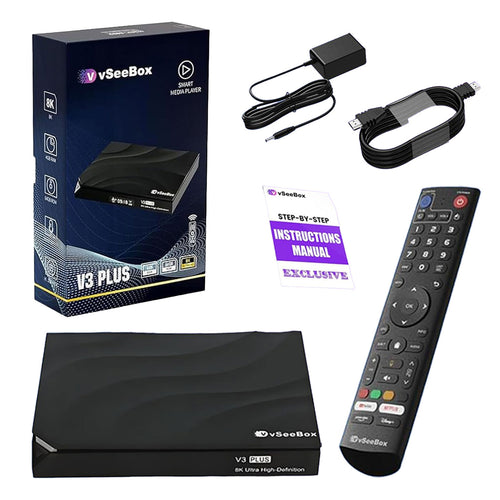 Vseebox V3 Plus Version Voice Control, 8K HDMI&Ethernet Cable, Android 11, 4GB RAM, 64GB Storage