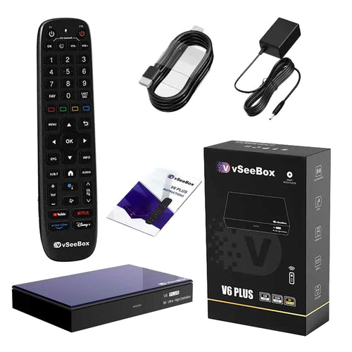 Vseebox V6 Plus Version Voice Control, 8K HDMI&Ethernet Cable, Android 14, 4GB RAM, 64GB Storage